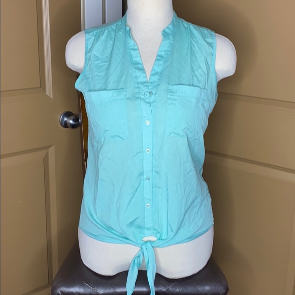 Teal tie top